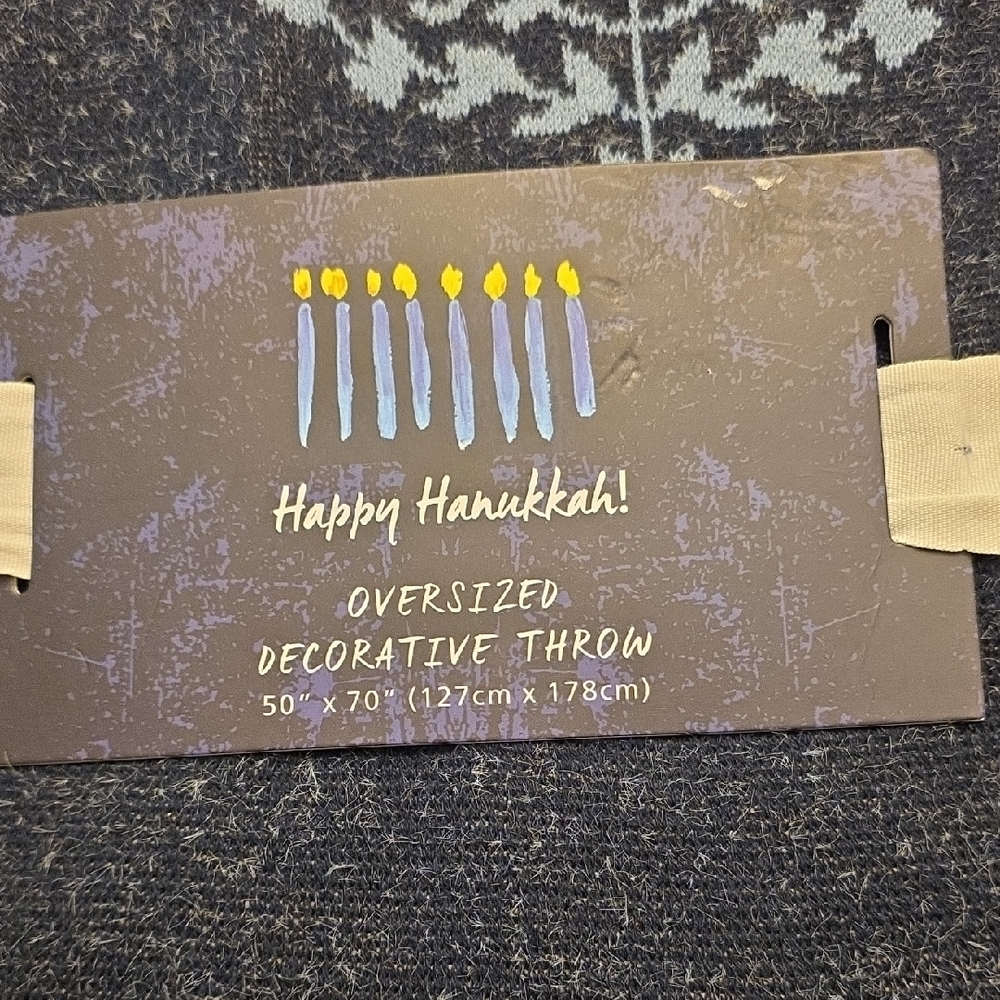 Hanukkah NWT Super SOFT Oversized Decorative Throw - Blue and Yellow